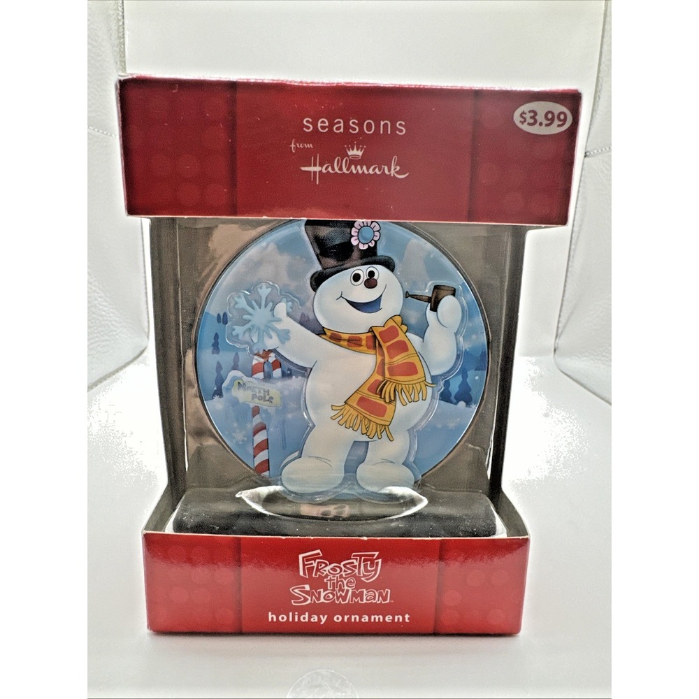 Y2K Frosty the Snowman Seasons From Hallmark Round Ornament New In Box‎